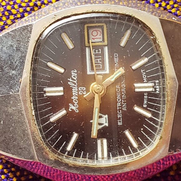 RETRO VINTAGE HORMILTON ELECTRA 23 SWISS WATCH for parts or repair - Picture 4 of 9